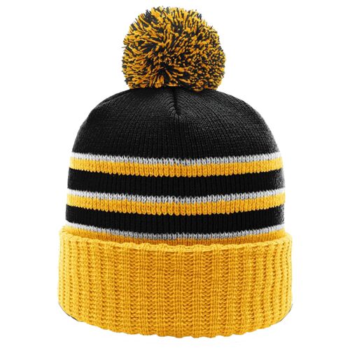 Stripe-Pom Cuffed Beanie Thumbnail